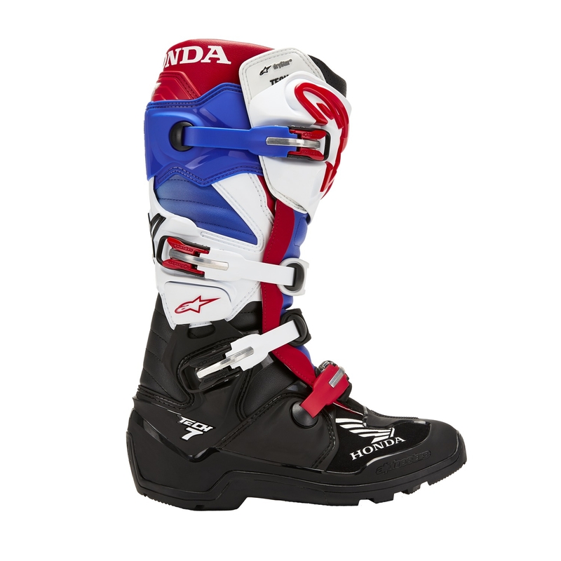 Alpinestars Tech 7 Enduro Drystar Honda Motorlaarzen Zwart-Blauw-Wit-Rood