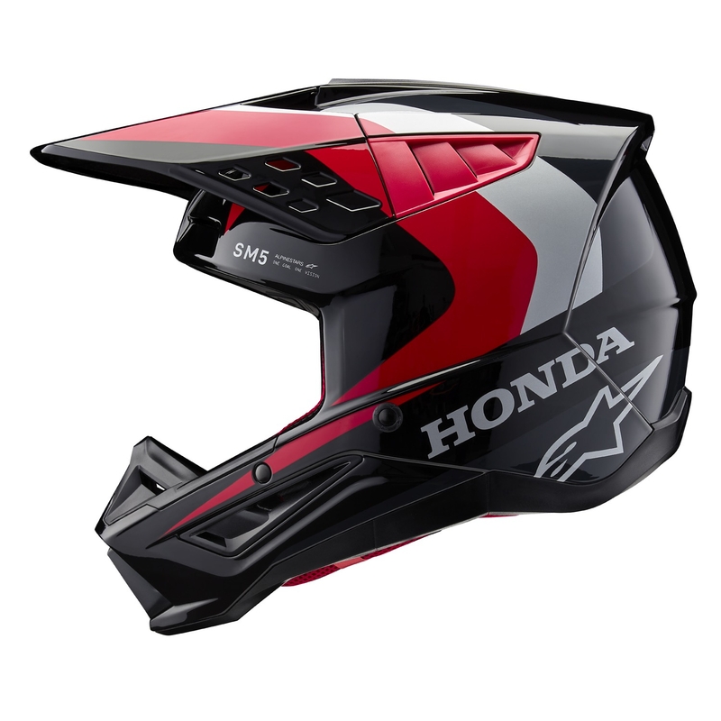 Alpinestars S-M5 Honda motorcrosshelmcollectie zwart-rood-grijs