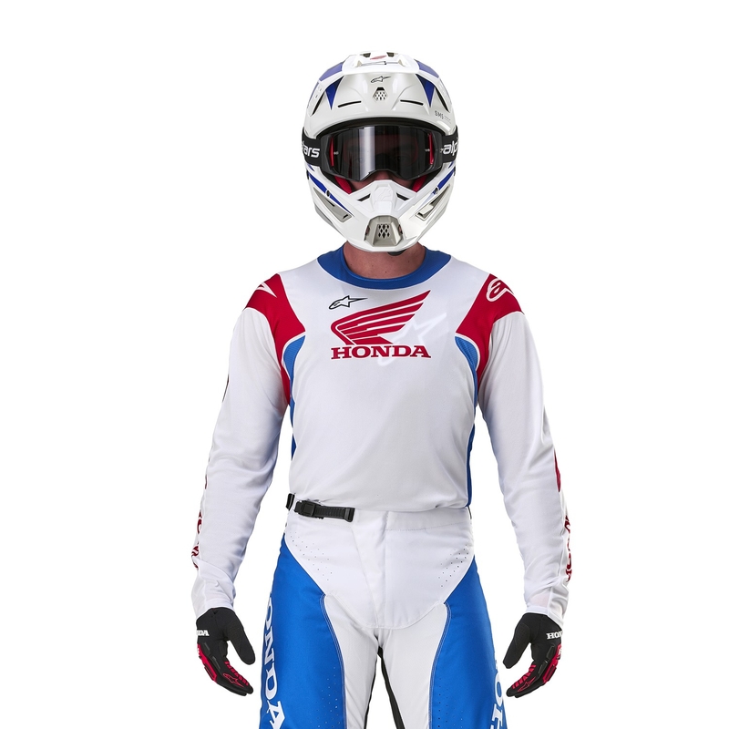 Alpinestars Racer Iconic Honda collectie motocross shirt wit-blauw-rood-zwart