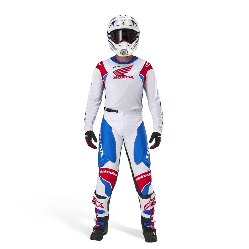 Alpinestars Racer Iconic Honda collectie motocross shirt wit-blauw-rood-zwart