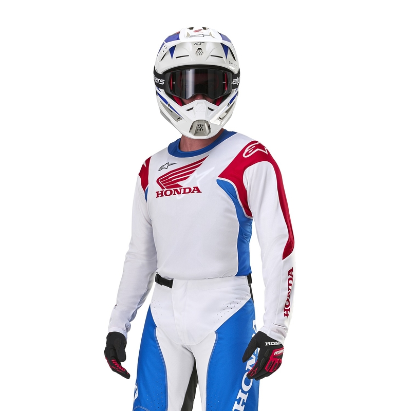 Alpinestars Racer Iconic Honda collectie motocross shirt wit-blauw-rood-zwart