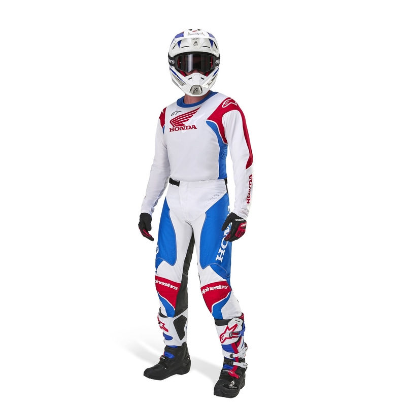 Alpinestars Racer Iconic Honda collectie motocross shirt wit-blauw-rood-zwart