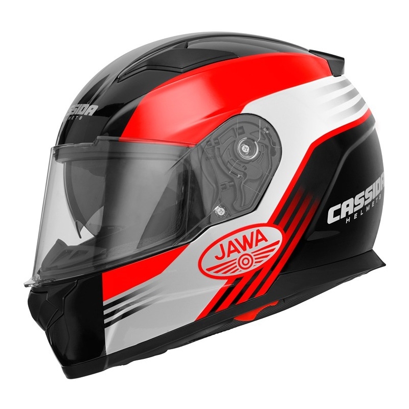 Motorhelm Cassida Apex Jawa - rood-zwart-grijs