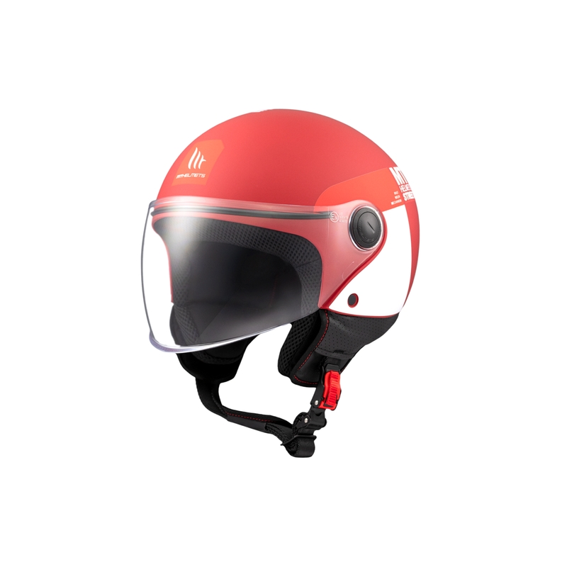 Open motorhelm MT STREET INBOARD C5 mat rood en wit