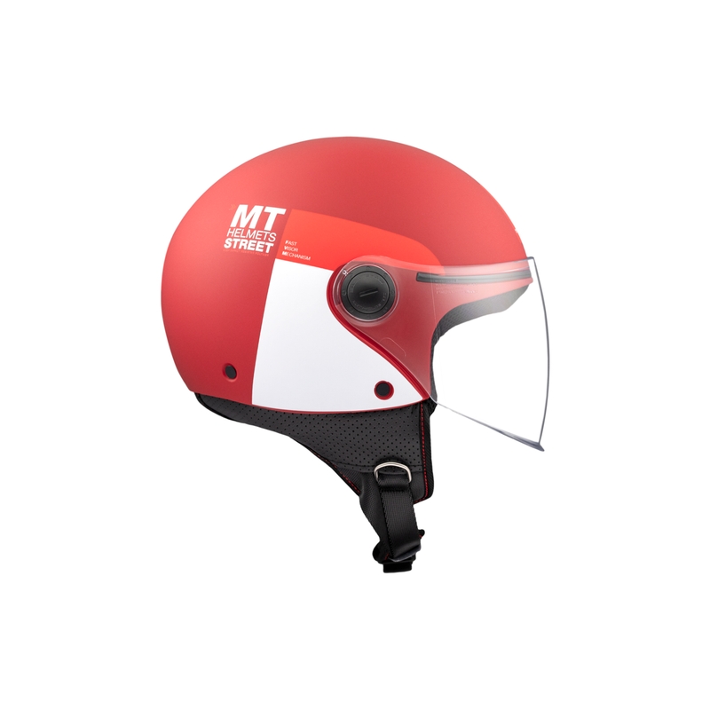 Open motorhelm MT STREET INBOARD C5 mat rood en wit