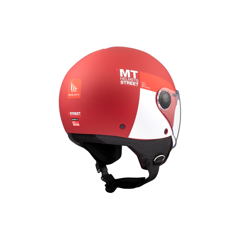 Open motorhelm MT STREET INBOARD C5 mat rood en wit