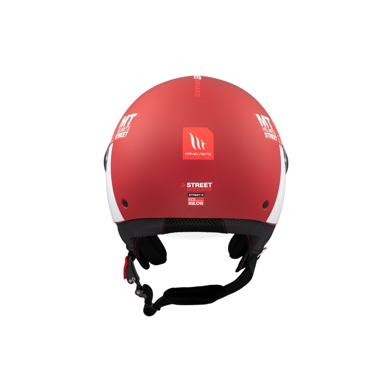 Open motorhelm MT STREET INBOARD C5 mat rood en wit