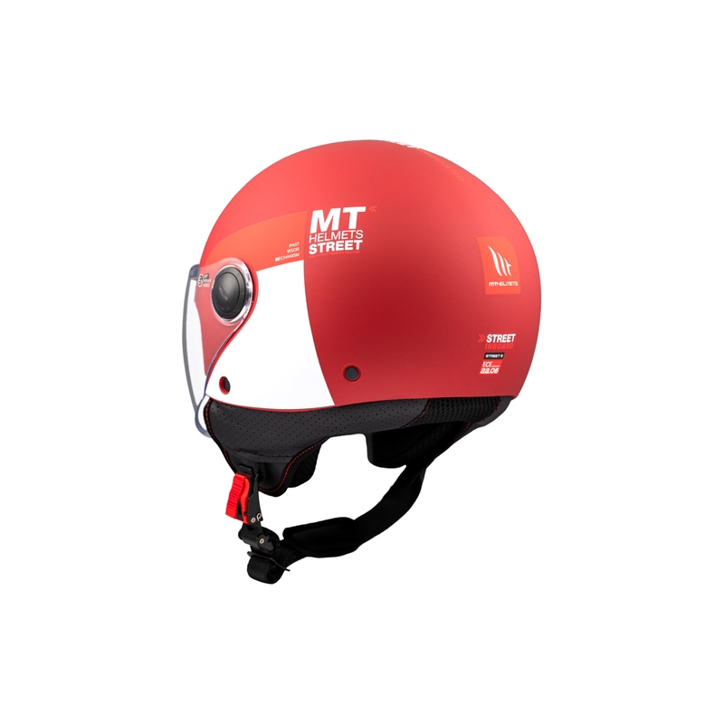 Open motorhelm MT STREET INBOARD C5 mat rood en wit