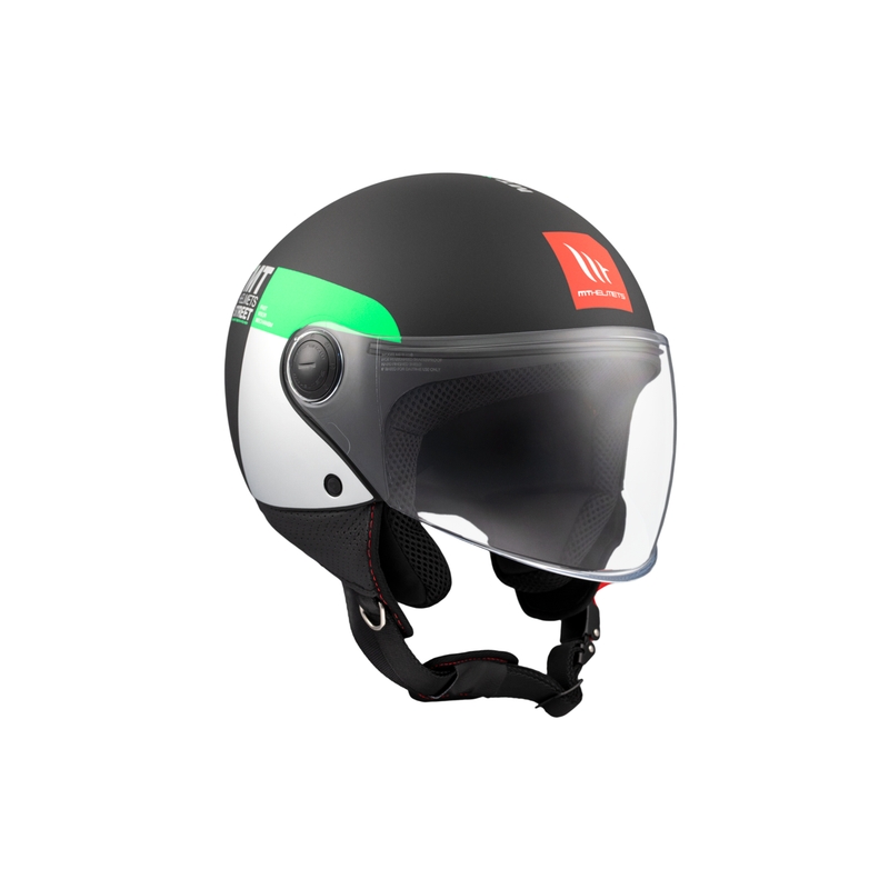 Open motorhelm MT STREET INBOARD D6 mat zwart-groen