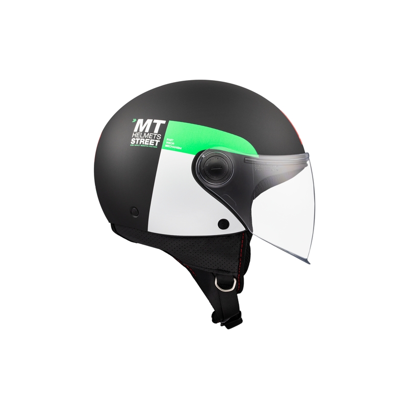 Open motorhelm MT STREET INBOARD D6 mat zwart-groen