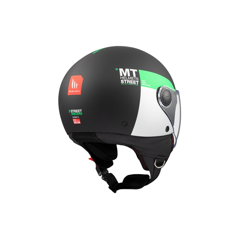 Open motorhelm MT STREET INBOARD D6 mat zwart-groen