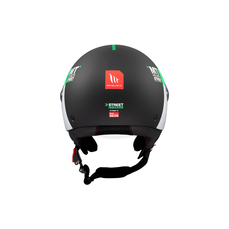 Open motorhelm MT STREET INBOARD D6 mat zwart-groen