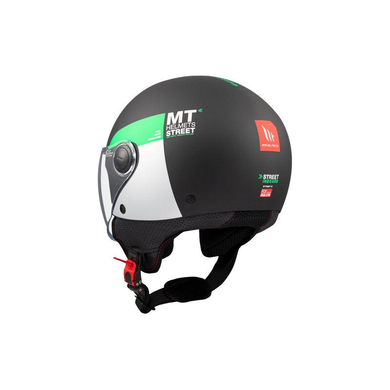 Open motorhelm MT STREET INBOARD D6 mat zwart-groen