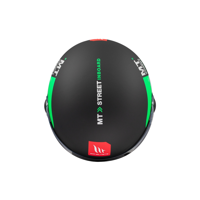 Open motorhelm MT STREET INBOARD D6 mat zwart-groen