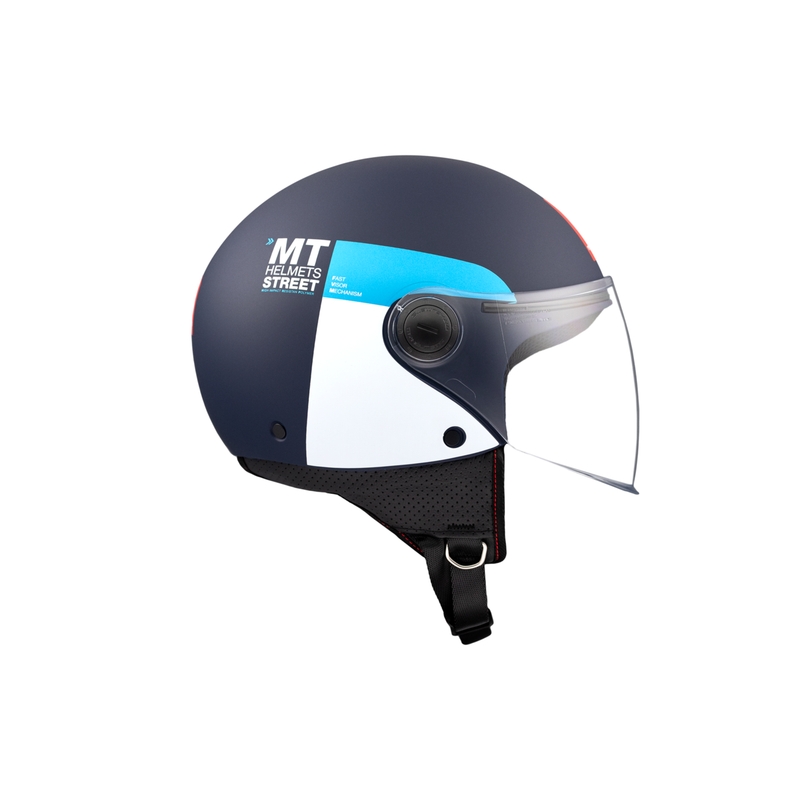 Open motorhelm MT STREET INBOARD C7 mat blauw-wit