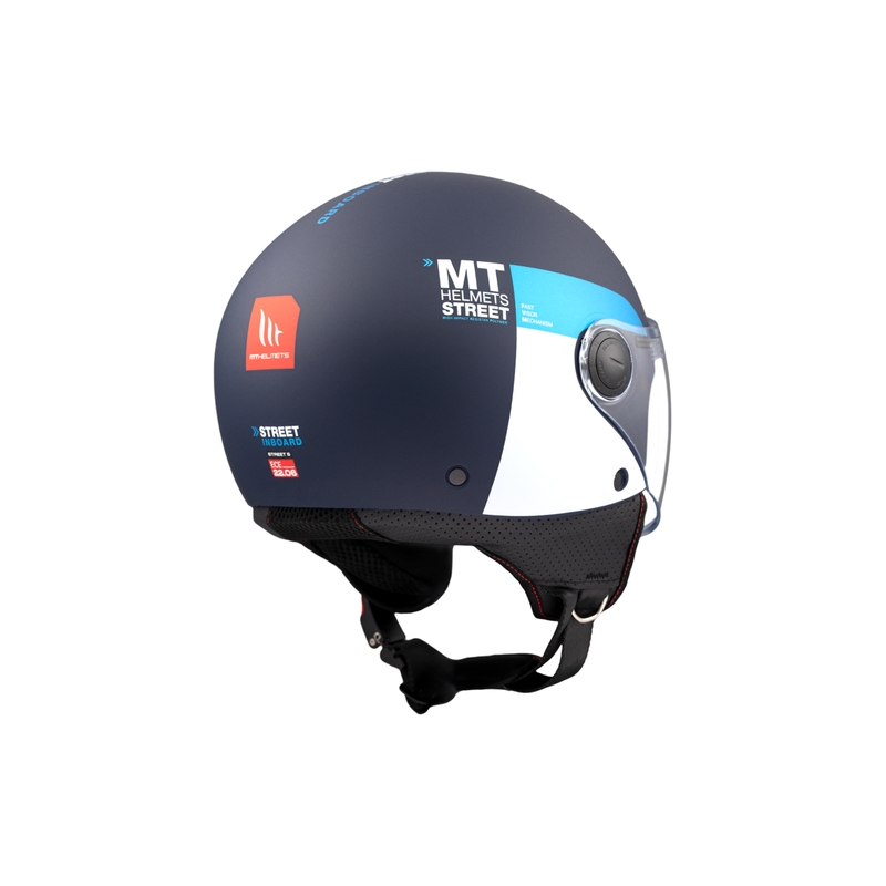 Open motorhelm MT STREET INBOARD C7 mat blauw-wit