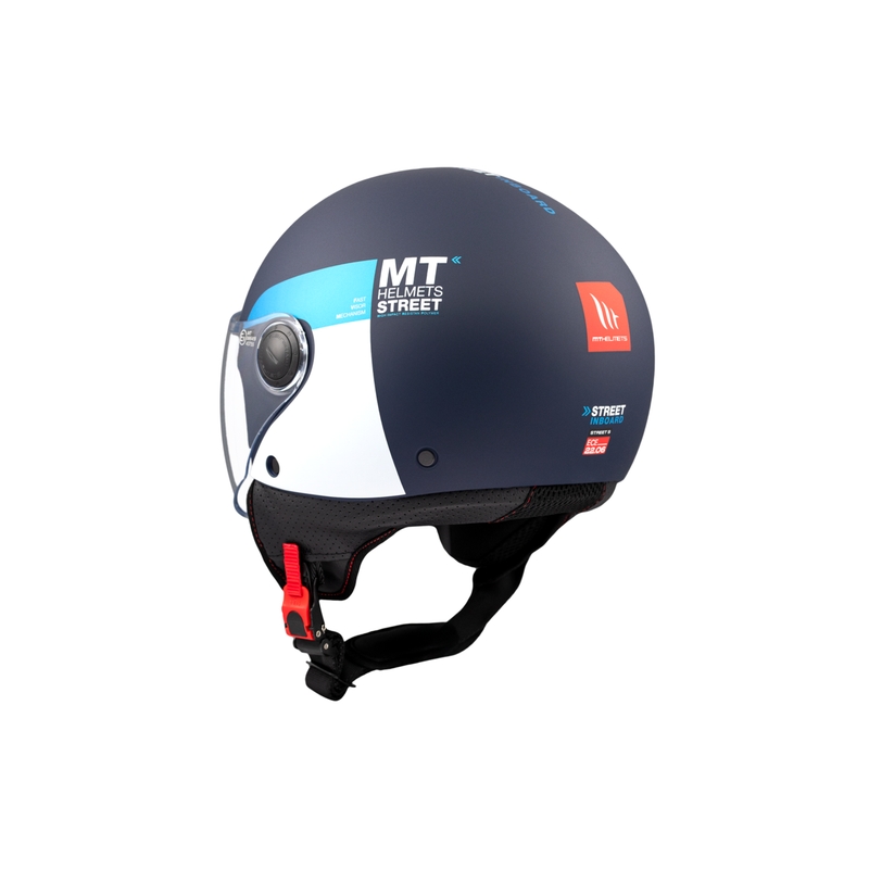 Open motorhelm MT STREET INBOARD C7 mat blauw-wit