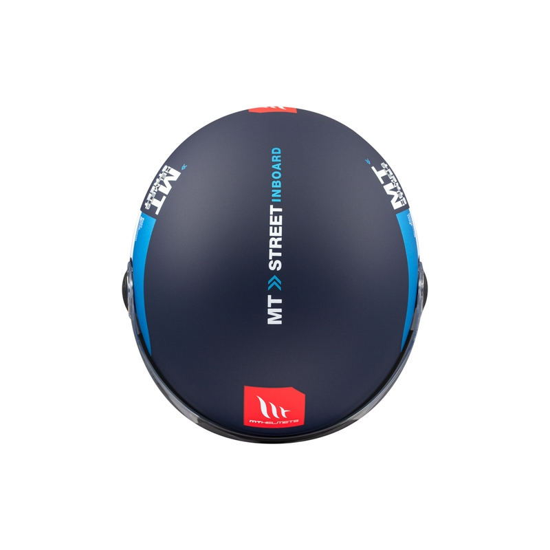 Open motorhelm MT STREET INBOARD C7 mat blauw-wit
