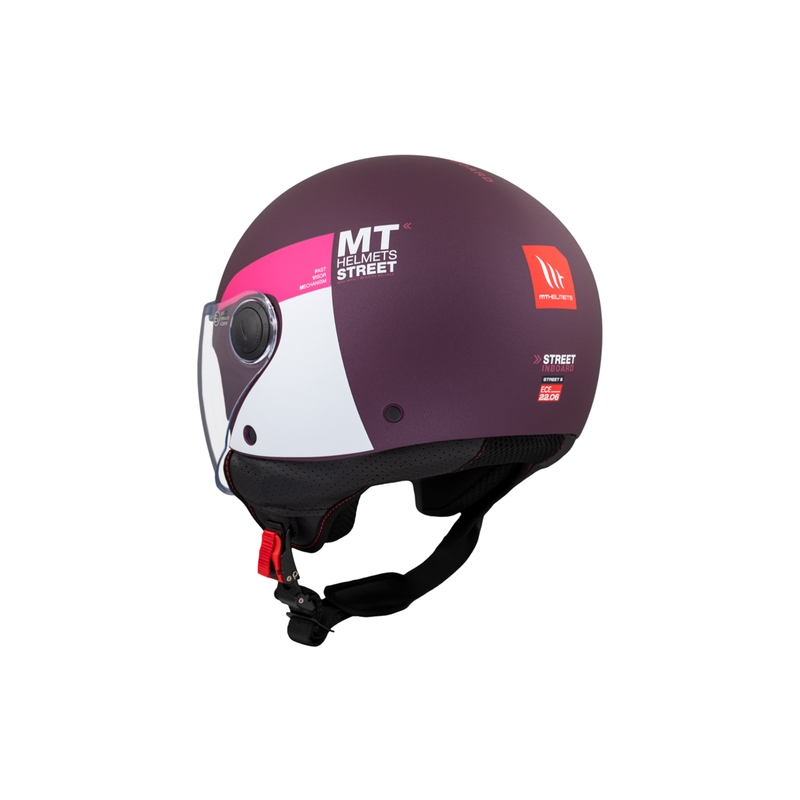 Open motorhelm MT STREET INBOARD C8 mat paars-roze