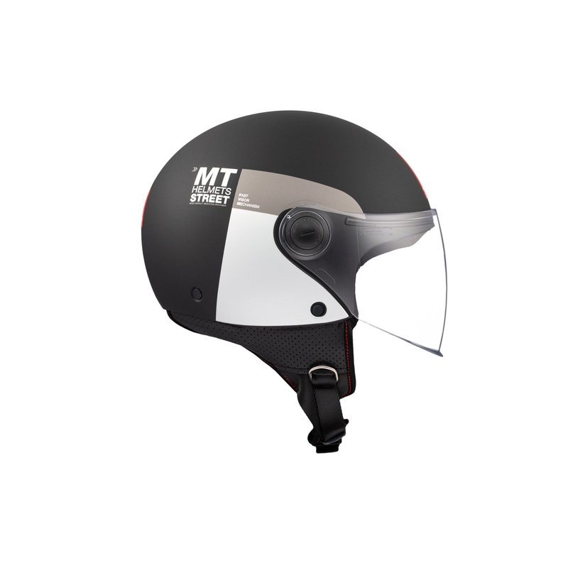 Open motorhelm MT STREET INBOARD D2 mat zwart-zilver