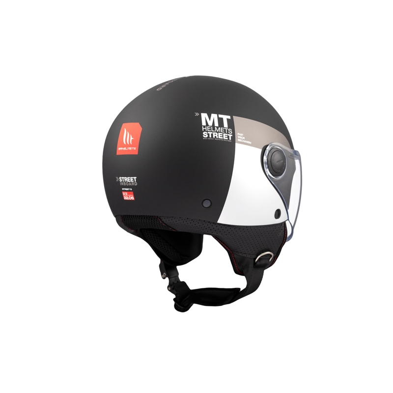 Open motorhelm MT STREET INBOARD D2 mat zwart-zilver