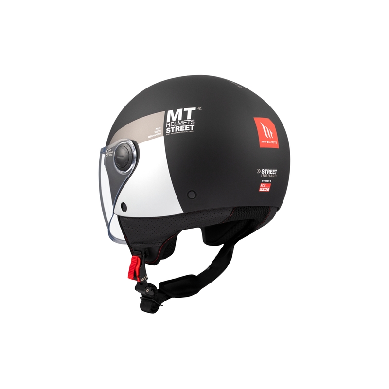 Open motorhelm MT STREET INBOARD D2 mat zwart-zilver