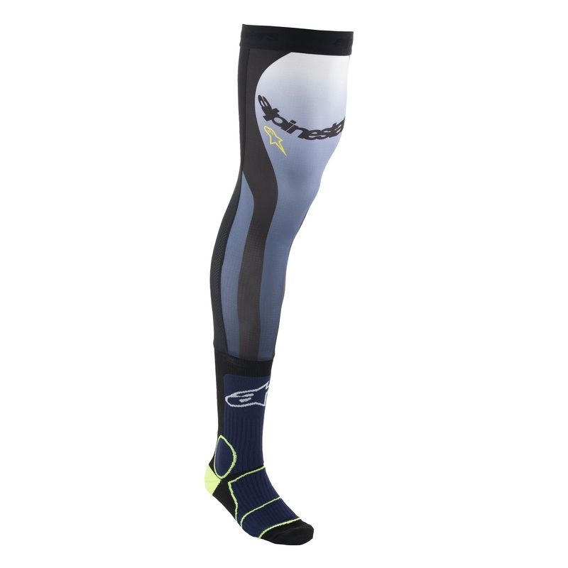 Alpinestars Kniebrace Sokken Blauw-Geel-Fluo-Wit-Zwart