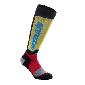 Alpinestars MX Plus sokken zwart-rood fluo-geel fluo-blauw