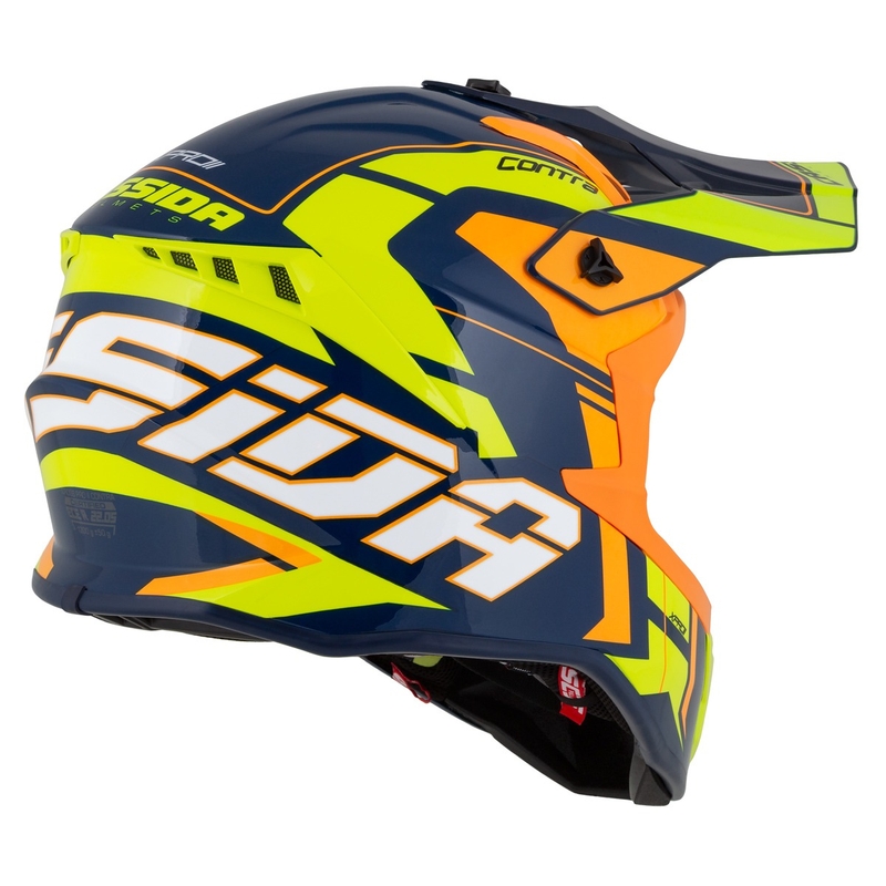 Cassida Cross Pro 2 Contra fluo geel-oranje-blauw motorcrosshelm