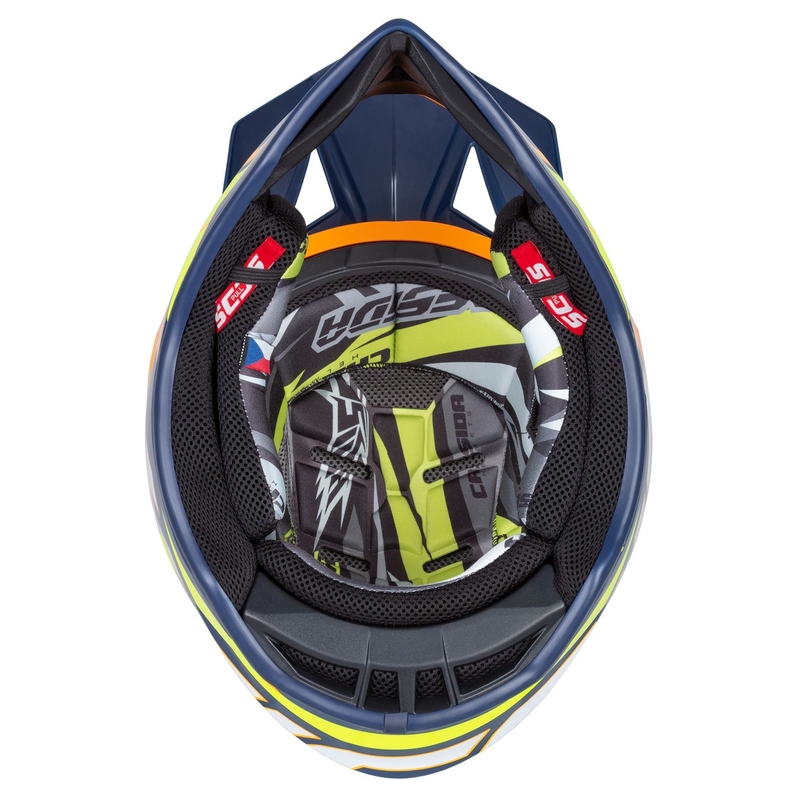 Cassida Cross Pro 2 Contra fluo geel-oranje-blauw motorcrosshelm