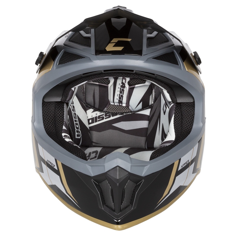 Cassida Cross Pro 2 Contra Motorcross Helm goud parel grijs-zwart