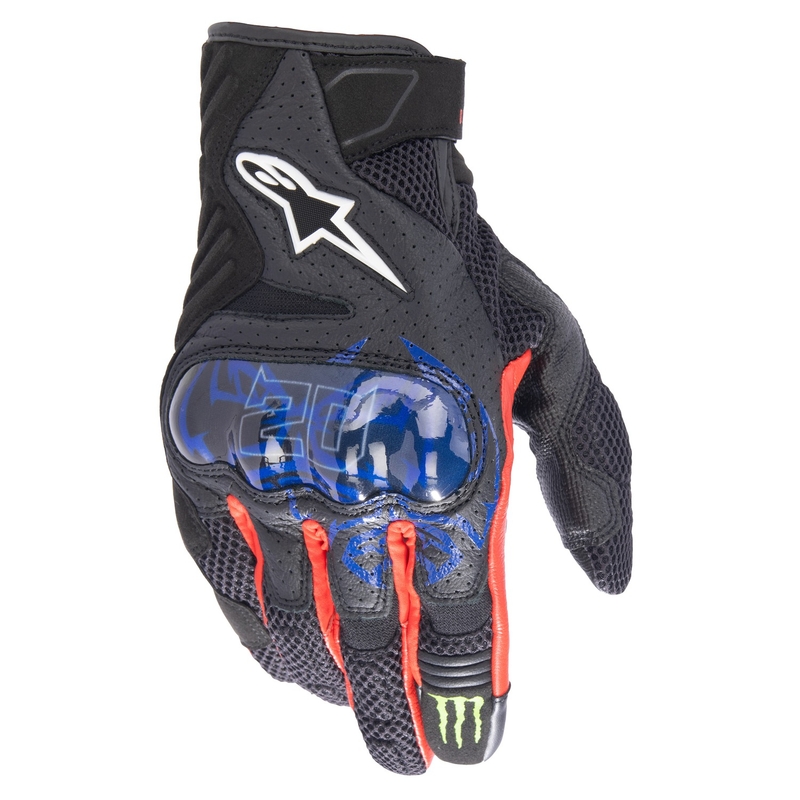 Alpinestars SMX-1 Air 2 Monster FQ20 Zwart-Rood-Blauw-Wit-Groen Motorhandschoenen