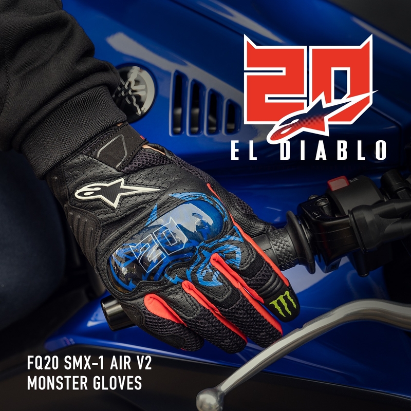 Alpinestars SMX-1 Air 2 Monster FQ20 Zwart-Rood-Blauw-Wit-Groen Motorhandschoenen