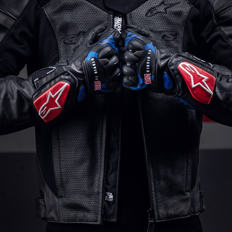 Alpinestars SP-8 3 Monster FQ20 Zwart-Rood-Blauw-Wit Motorhandschoenen
