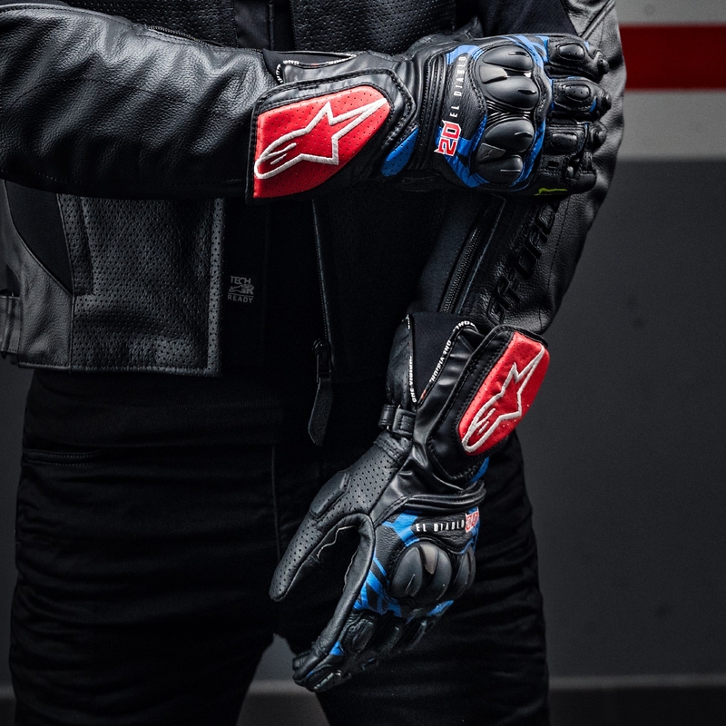 Alpinestars SP-8 3 Monster FQ20 Zwart-Rood-Blauw-Wit Motorhandschoenen
