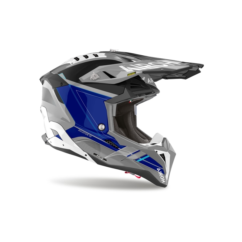Motorcrosshelm Airoh Aviator 3 Saber glanzend blauw