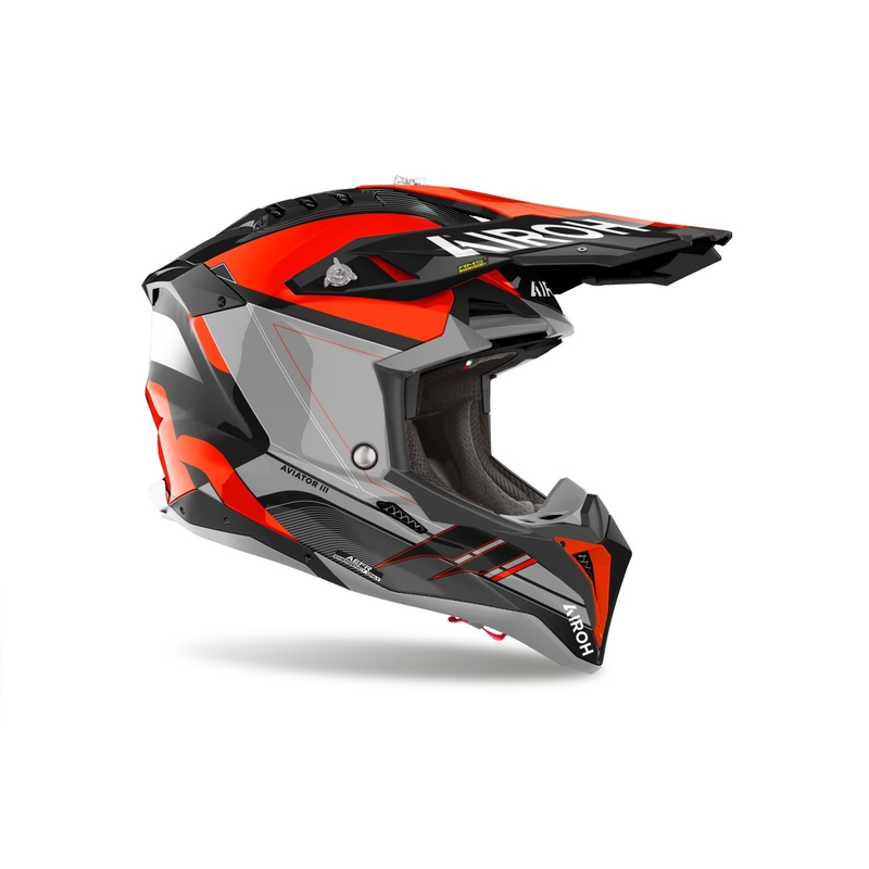 Motorcrosshelm Airoh Aviator 3 Saber glanzend oranje