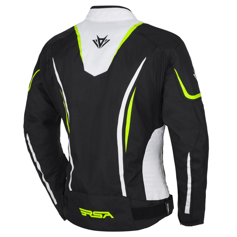 Dames motorjas RSA Wasp wit-zwart-fluo geel