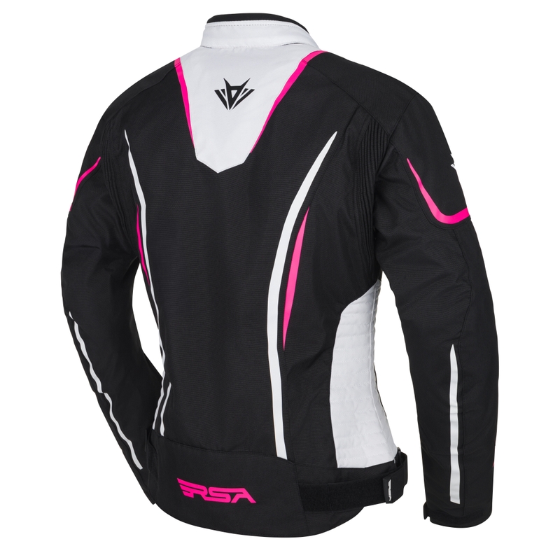 RSA Wasp motorjas voor dames, wit-zwart-roze