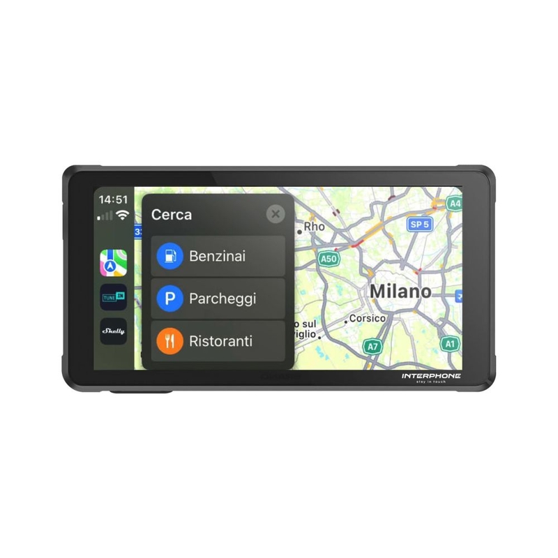 Interphone RIDESYNC Apple CarPlay- en Android Auto-display voor motorfietsen