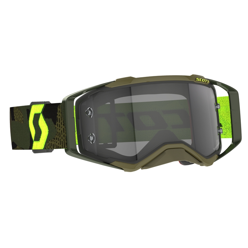 Motorcrossbril Scott Prospect LS khaki-fluogeel-lichtgrijs