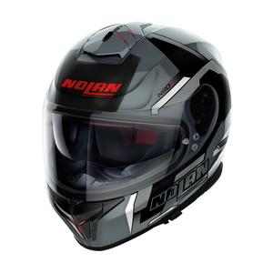 Nolan N80-8 Wanted N-com zwart met rode integraal motorhelm