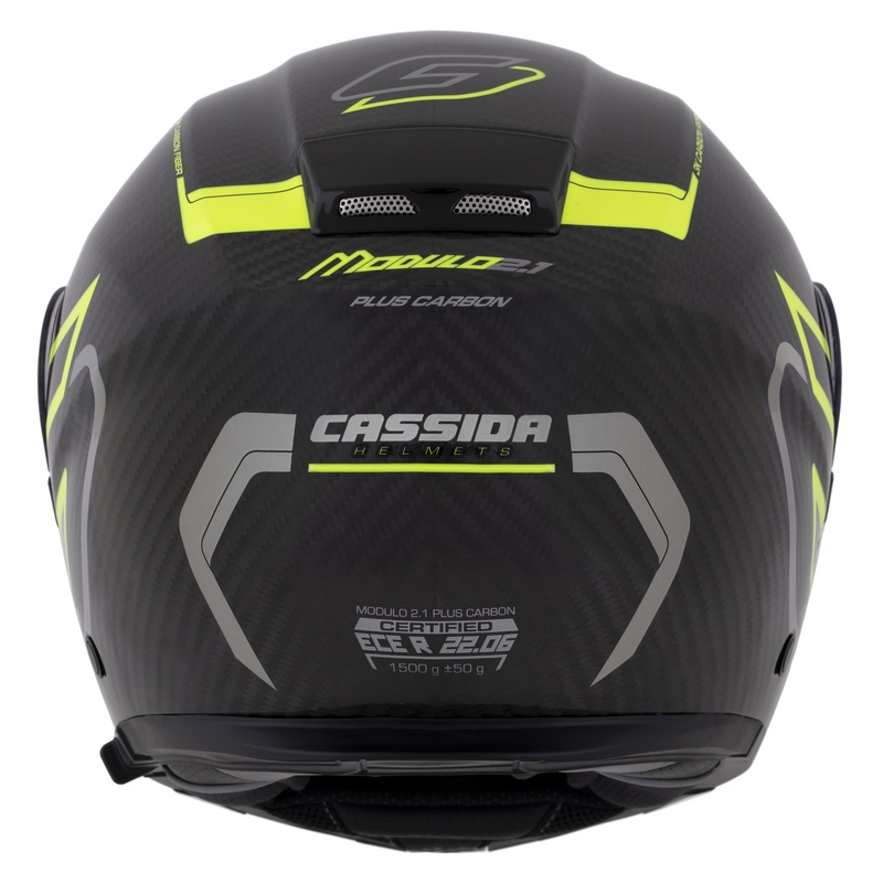 Cassida Modulo 2.1 Plus Carbon fluo geel-zilver-zwarte opklaphelm