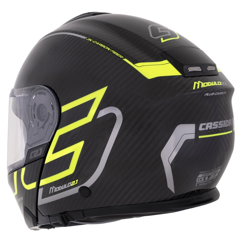 Cassida Modulo 2.1 Plus Carbon fluo geel-zilver-zwarte opklaphelm