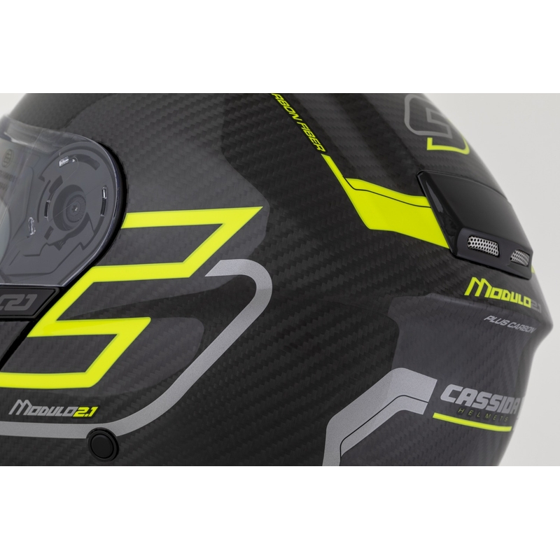 Cassida Modulo 2.1 Plus Carbon fluo geel-zilver-zwarte opklaphelm