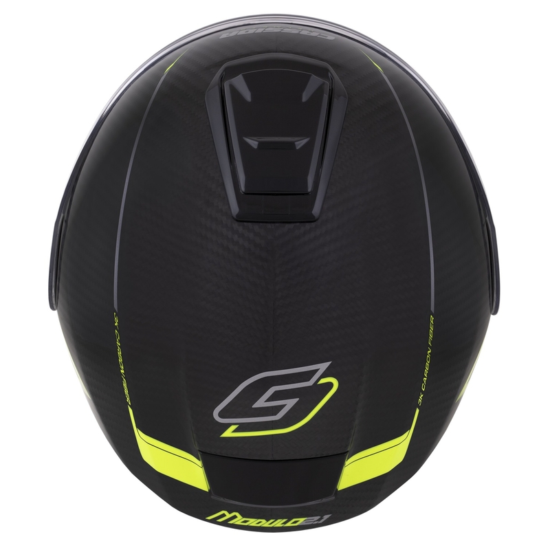 Cassida Modulo 2.1 Plus Carbon fluo geel-zilver-zwarte opklaphelm
