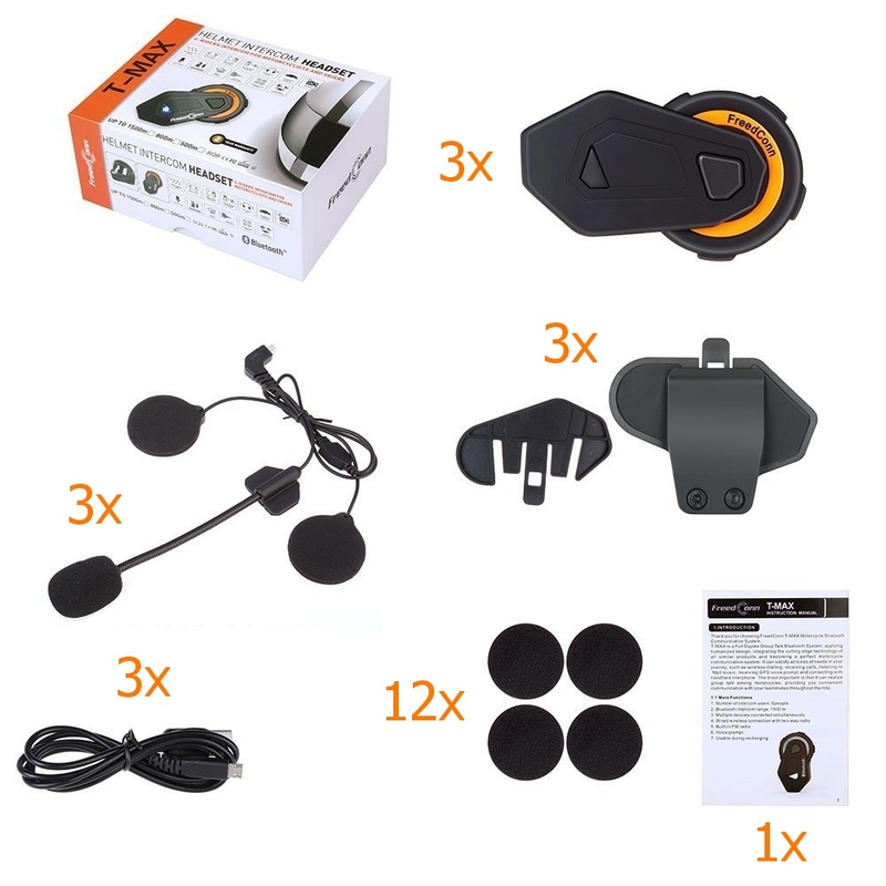 Set van 3 Bluetooth-intercom T-MAX