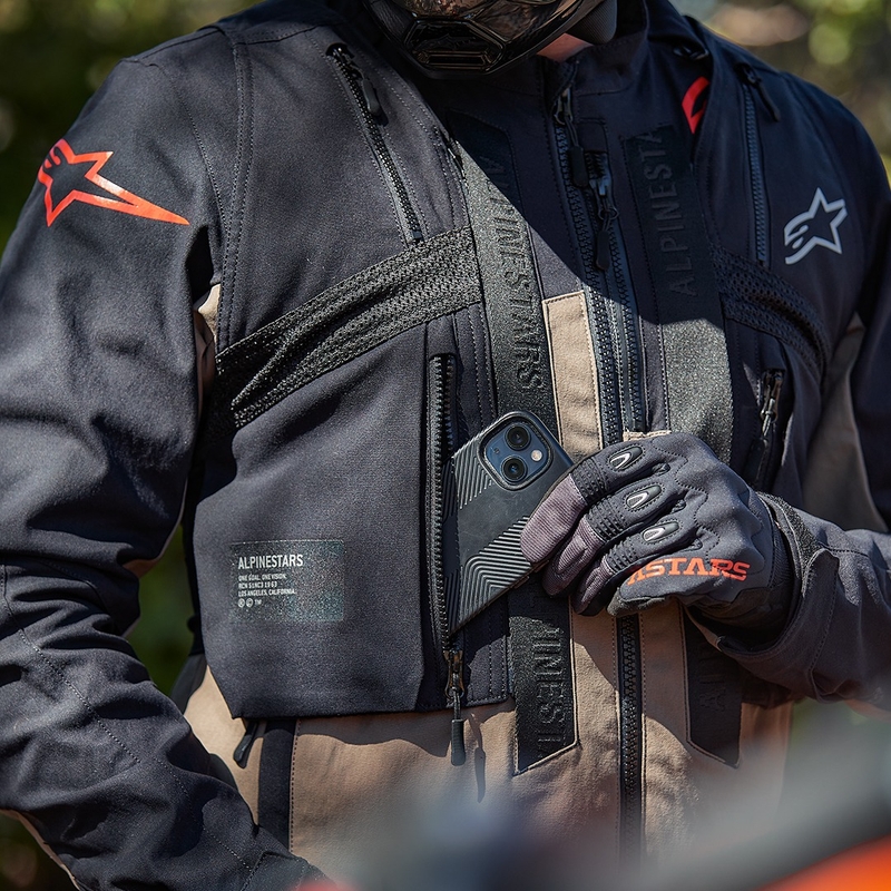 Alpinestars Techdura zwart-bruin-donkerblauw motorjack