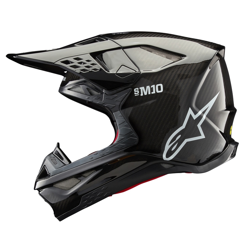 Alpinestars Supertech S-M10 Solid Gloss Carbon Motorcrosshelm