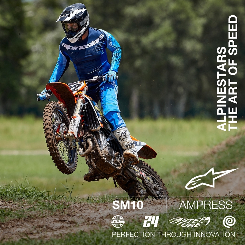 Alpinestars Supertech S-M10 Ampress motorcrosshelm mat zwart en wit
